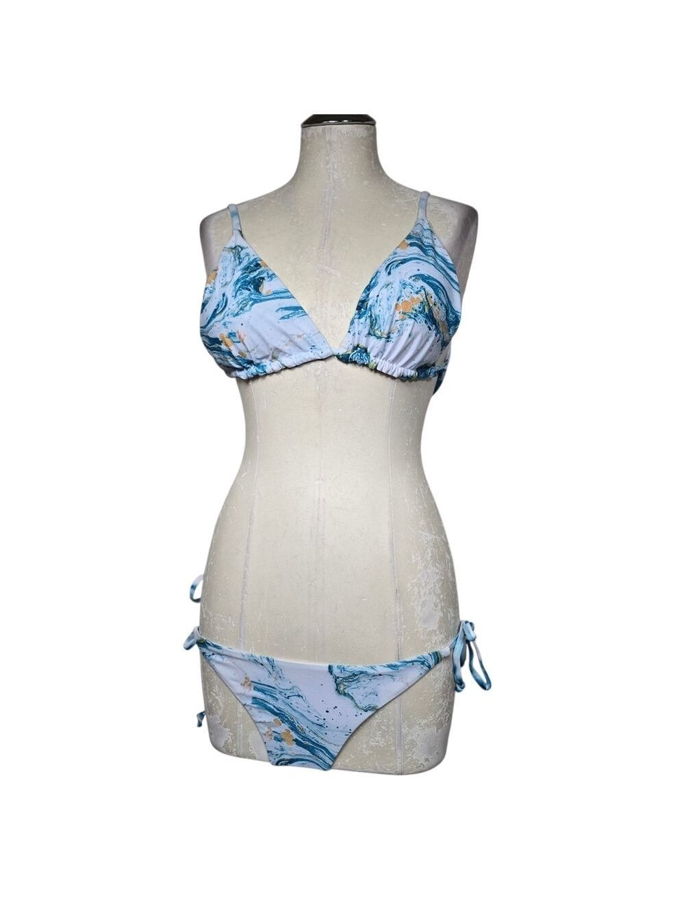 Zaful White Blue Matching Bikini M